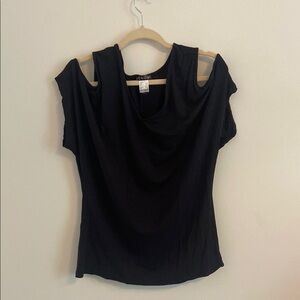 VENUS Black Asymmetrical Sleeveless Blouse